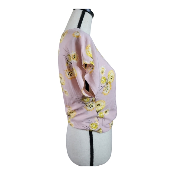 💕Madewell pink floral short‎ sleev wrap blouse - Picture 4 of 5